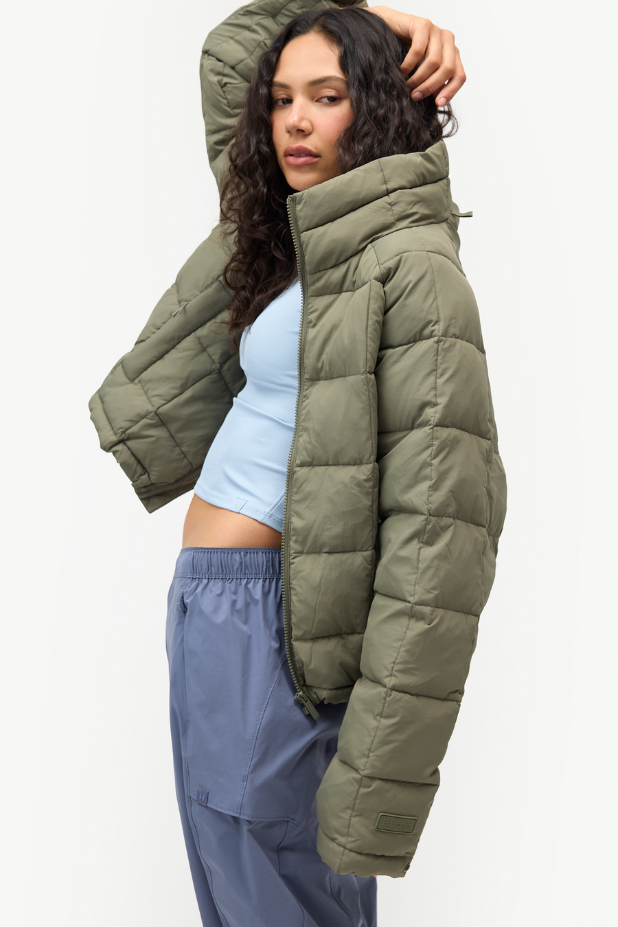 Packable puffer pack-down
