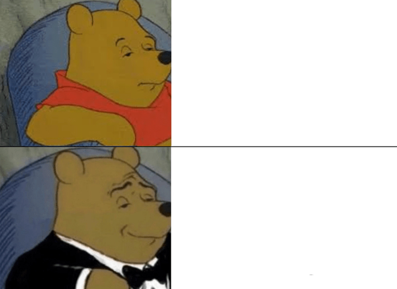 Tuxedo Winnie The Pooh meme about Halfdays